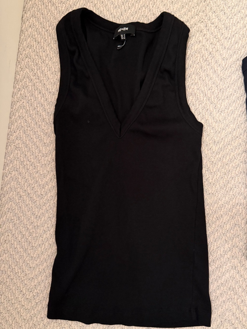 Me+Em black V-Neck Ribbed Tank Top